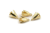 Gold Flower Charm, 4 Gold Plated Brass Flower Charms With 1 Loop, Findings (14x10mm) N1234