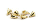 Gold Flower Charm, 4 Gold Plated Brass Flower Charms With 1 Loop, Findings (14x10mm) N1234