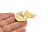 Moon Phases Pendant, Gold Plated Brass Moon Phases Charms With 2 Loops, Findings (28x16x1mm) N1242
