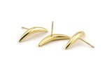 Gold Fish Tail Earring, 2 Gold Plated Brass Fish Tail Stud Earrings, Findings (23x4mm) D1636