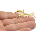 Gold Fish Tail Earring, 2 Gold Plated Brass Fish Tail Stud Earrings, Findings (23x4mm) D1636