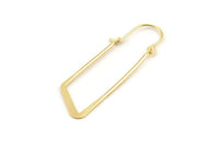 Gold Earring Wires, 4 Gold Plated Brass Earring Studs, Wire Hoops  (49x15x1x0.70mm) D1568
