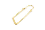 Gold Earring Wires, 4 Gold Plated Brass Earring Studs, Wire Hoops  (49x15x1x0.70mm) D1568