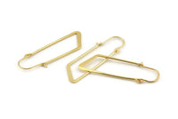 Gold Earring Wires, 4 Gold Plated Brass Earring Studs, Wire Hoops  (49x15x1x0.70mm) D1568