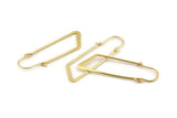 Gold Earring Wires, 4 Gold Plated Brass Earring Studs, Wire Hoops  (49x15x1x0.70mm) D1568