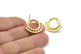 Gold Circle Earring, 2 Gold Plated Brass Circle Stud Earrings (21x18x2mm) N1238