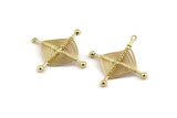 Gold Spider Web Charm, Handmade Gold Plated Brass Spider Web Chams With 1 Loop, Handmade Findings (29x27mm) Q0971