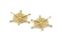 Gold Spider Web Charm, Handmade Gold Plated Brass Spider Web Chams With 1 Loop, Handmade Findings (35x29mm) Q0969