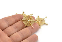 Gold Spider Web Charm, Handmade Gold Plated Brass Spider Web Chams With 1 Loop, Handmade Findings (35x29mm) Q0969