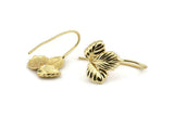 Gold Leaf Earring, 2 Gold Plated Brass Leaf Stud Earrings, Findings (19x16x0.80mm) N1230 Q0550