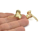 Gold Leaf Earring, 2 Gold Plated Brass Leaf Stud Earrings, Findings (19x16x0.80mm) N1230 Q0550