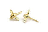 Gold Fly Earring, 4 Gold Plated Brass Fly Stud Earrings, Findings (17x9x0.70mm) N1194