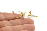 Gold Fly Earring, 4 Gold Plated Brass Fly Stud Earrings, Findings (17x9x0.70mm) N1194