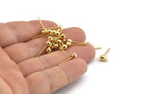 Gold Ball Earring, 12 Gold Plated Ball Stud Earrings - Pad With 4mm Hole Hook BS 1799