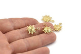 Gold Sun Charm, 4 Gold Plated Brass Sun Charms With 1 Loop, Findings (19x14xmm) N1198