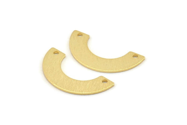 Gold Geometric Charm, 6 Textured Gold Plated Brass Semi Circle Blanks With 2 Holes, Connectors, Charms, Findings (25x12.5x5.5x0.80mm) D1532
