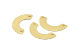 Gold Geometric Charm, 6 Textured Gold Plated Brass Semi Circle Blanks With 2 Holes, Connectors, Charms, Findings (25x12.5x5.5x0.80mm) D1532