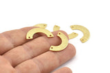 Gold Geometric Charm, 6 Textured Gold Plated Brass Semi Circle Blanks With 2 Holes, Connectors, Charms, Findings (25x12.5x5.5x0.80mm) D1532