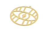 Gold Eye Charm, 2 Gold Plated Brass Eye Charms With 1 Loop, Findings (45x0.30mm) D1668