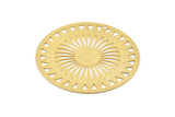 Gold Circle Charm, 2 Gold Plated Brass Circle Charms With 1 Hole, Earrings, Findings (40x0.30mm) D1417
