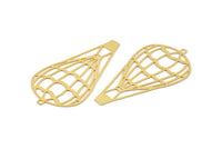 Gold Air Balloon Charm, 4 Gold Plated Brass Air Balloon Charms With 1 Loop, Findings (52x27x0.30mm) D1685