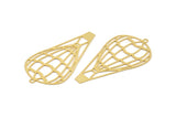 Gold Air Balloon Charm, 4 Gold Plated Brass Air Balloon Charms With 1 Loop, Findings (52x27x0.30mm) D1685