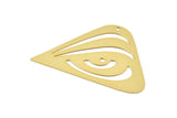 Gold Triangle Charm, 4 Gold Plated Brass Geometric Charms With 1 Hole, Findings (47x34x0.30mm) D1689
