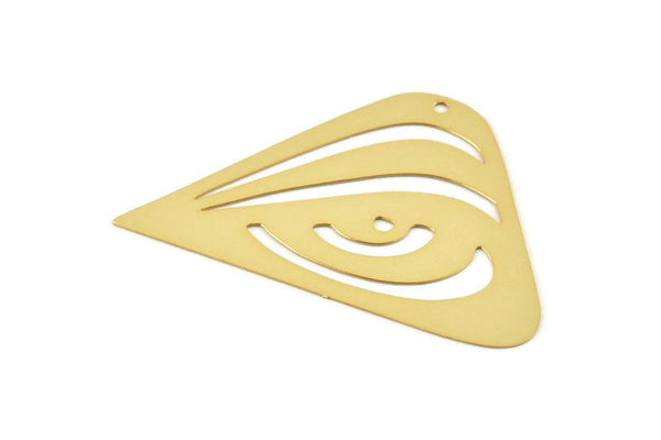 Gold Triangle Charm, 4 Gold Plated Brass Geometric Charms With 1 Hole, Findings (47x34x0.30mm) D1689