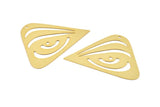 Gold Triangle Charm, 4 Gold Plated Brass Geometric Charms With 1 Hole, Findings (47x34x0.30mm) D1689