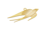 Gold Bird Charm, 4 Gold Plated Brass Bird Charms With 1 Loop, Findings (49x24x0.30mm) D1700
