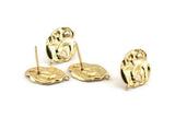 Gold Irregular Earring, 4 Gold Plated Brass Irregular Stud Earrings With 1 Loop (20x14mm) N1226