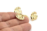 Gold Irregular Earring, 4 Gold Plated Brass Irregular Stud Earrings With 1 Loop (20x14mm) N1226