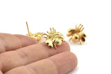 Gold Fly Earring, 4 Gold Plated Brass Fly Stud Earrings With 1 Loop (15x16mm) N1172