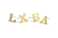 Stud Letter Earring, 8 Raw Brass Letter Alphabets, Uppercase, Letter Initial Blank For Personalized Earrings, Customize Letters