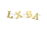 Stud Letter Earring, 8 Raw Brass Letter Alphabets, Uppercase, Letter Initial Blank For Personalized Earrings, Customize Letters