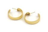 Gold Geometric Earring, 2 Gold Plated Brass Circle Stud Earrings (32x7x1mm) N1191