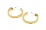 Gold Geometric Earring, 2 Gold Plated Brass Circle Stud Earrings (33x4.5x1mm) N1165