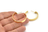 Gold Geometric Earring, 2 Gold Plated Brass Circle Stud Earrings (33x4.5x1mm) N1165