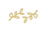 Brass Leaf Charm, 24 Raw Brass Leaf Charms With 1 Loop, Findings (35x19x0.50mm) A1386