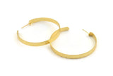 Gold Geometric Earring, 2 Hammered Gold Plated Brass Circle Stud Earrings (54x5x1mm) N1188