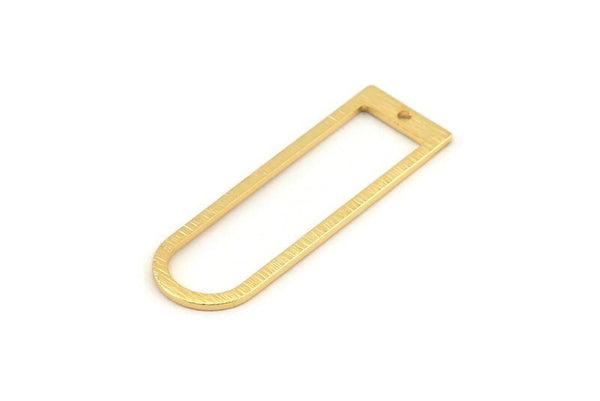 Gold D Shape Charm, 4 Textured Gold Plated Brass D Shape Pendants With 1 Hole (40x12x1mm) D1412 Q0258