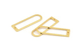 Gold D Shape Charm, 4 Textured Gold Plated Brass D Shape Pendants With 1 Hole (40x12x1mm) D1412 Q0258