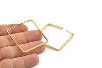 Gold Square Earring, 2 Gold Plated Brass Square Stud Earrings (40x2x1mm) D1623