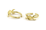 Brass Ring Settings, Raw Brass Moon And Planet Ring With 1 Stone Setting - Pad Size 6mm N1160