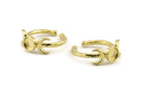 Brass Ring Settings, Raw Brass Moon And Planet Ring With 1 Stone Setting - Pad Size 6mm N1160