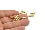 Gold Spike Charm, 6 Gold Plated Brass Spike Tribal Pendants With 1 Loop (4x16mm) D1497