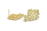 Gold Irregular Earring, 2 Gold Plated Brass Irregular Stud Earrings (26x17mm) N1167