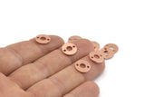 Copper Circle Charm, 50 Raw Copper Circle Connectors With 2 Holes, Findings (10x0.80mm) M013