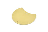 Brass Moon Charm, 6 Raw Brass Moon Stamping Blanks With 2 Holes, Connectors (28x21x0.80mm) M051