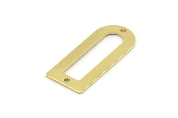 D Shape Charm - 12 Raw Brass D Shape Connectors With 2 Holes, Pendants (30x13x0.80mm) M071